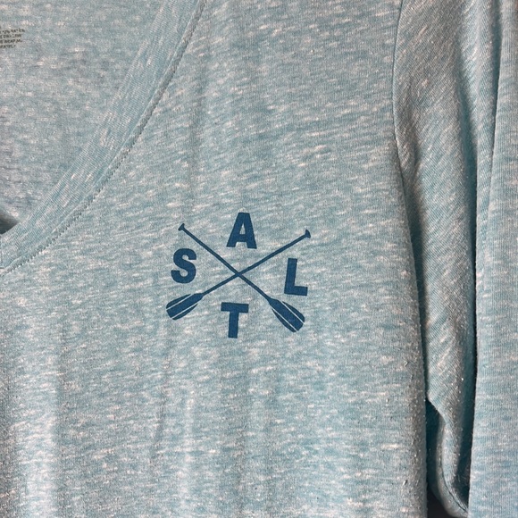SALT LIFE Blue Long Sleeve V Neck T-Shirt - Picture 2 of 4
